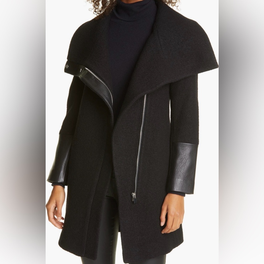 Club Monaco Wool and Leather Coat